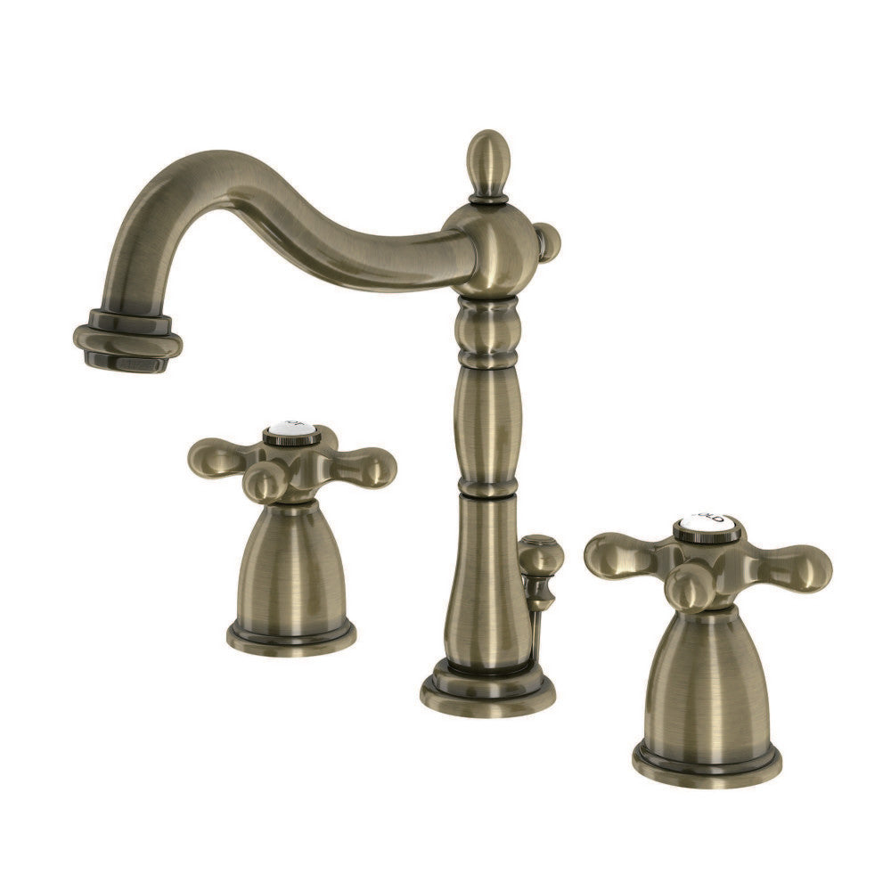Heritage Widespread Bathroom Faucet in Antique Brass