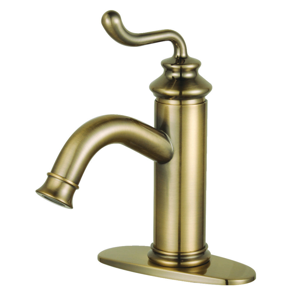 Royale Single-Hole Bathroom Faucet in Antique Brass