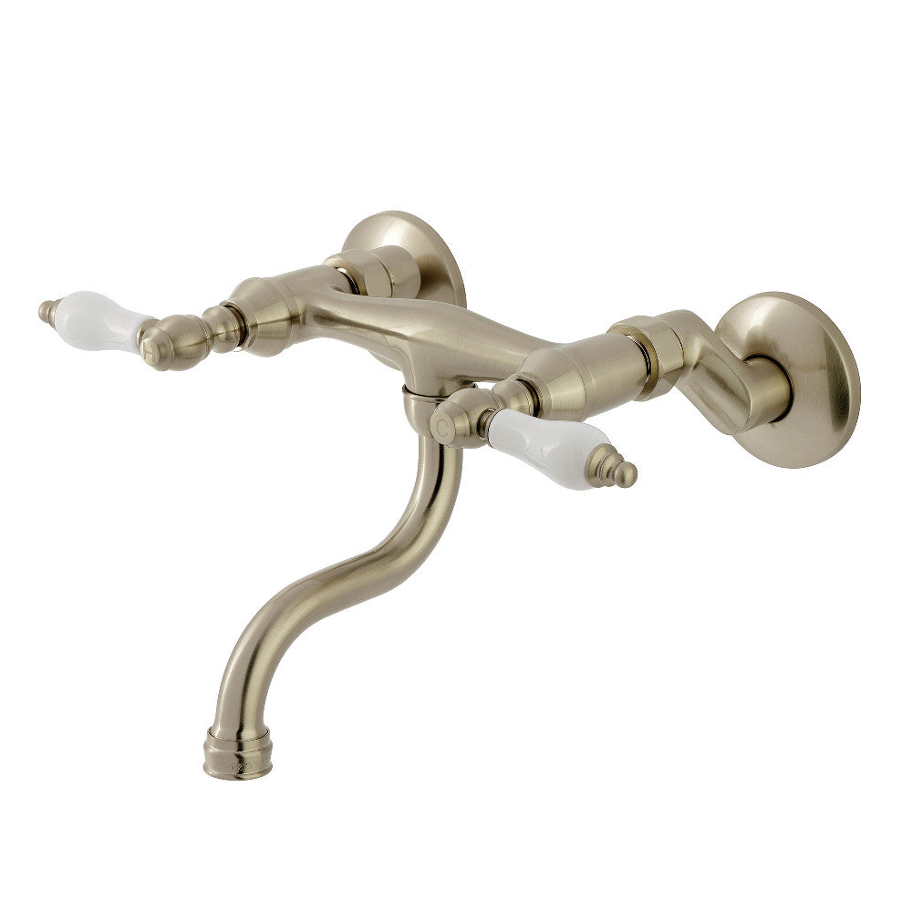 Kingston Wall-Mount Bathroom Faucet in Brushed Nickel