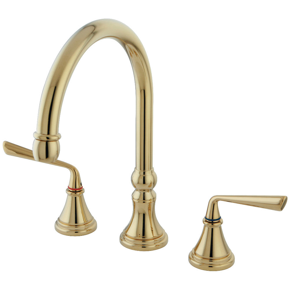 Silver Sage Widespread Kitchen Faucet in Polished Brass