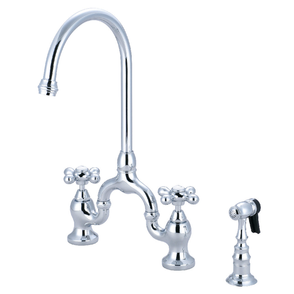 English Country Bridge Kitchen Faucet in Polished Chrome