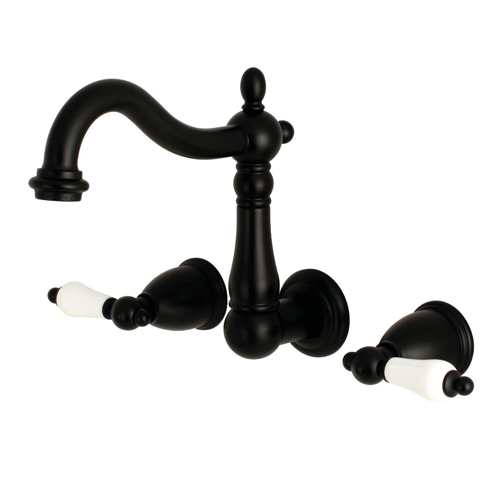 Heritage Wall-Mount Bathroom Faucet in Matte Black
