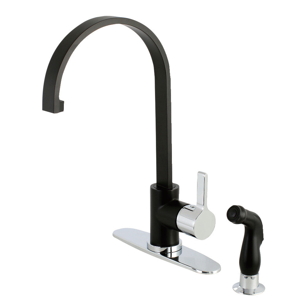 Continental One Handle Kitchen Faucet in Matte Black/Polished Chrome