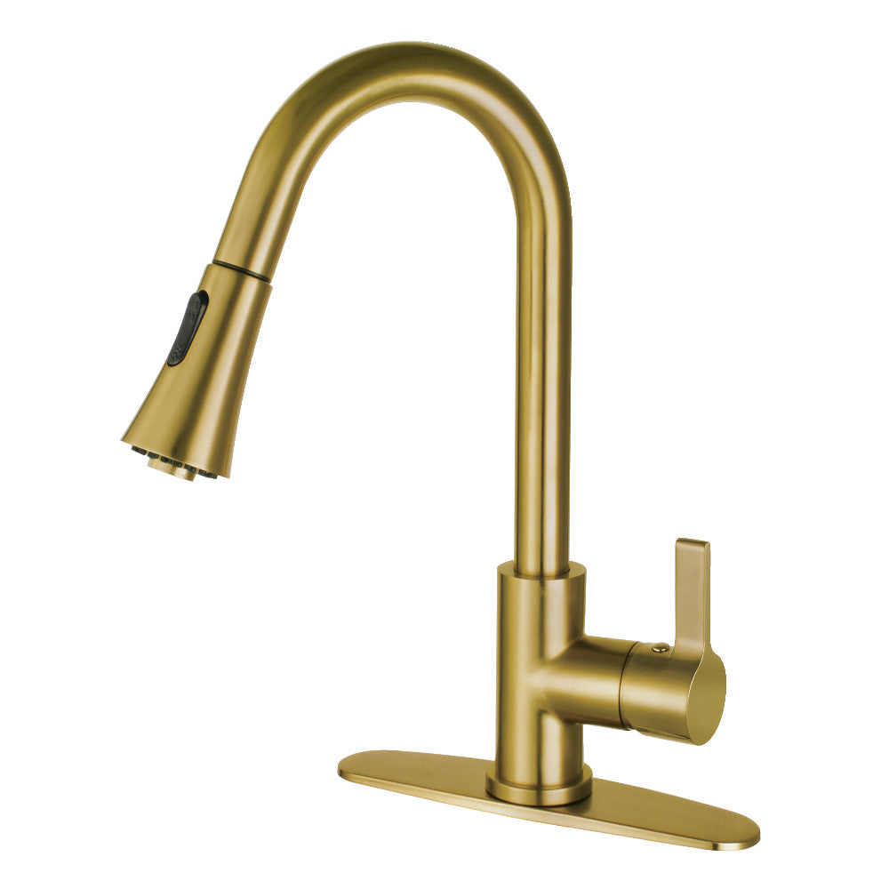 Continental Pull-Down Kitchen Faucet in Brushed Brass