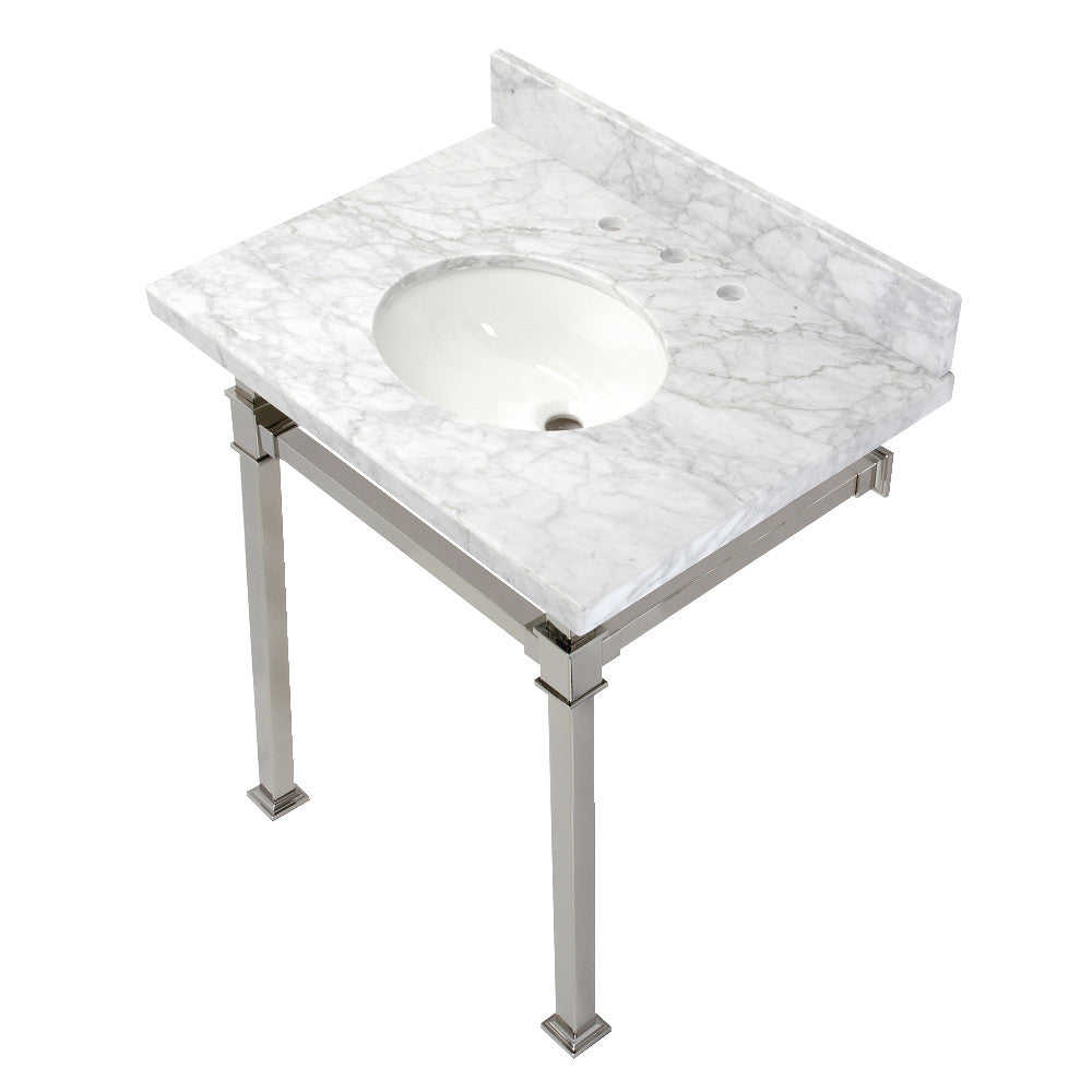 Monarch 30 Inch Console Sink in Carrara Marble