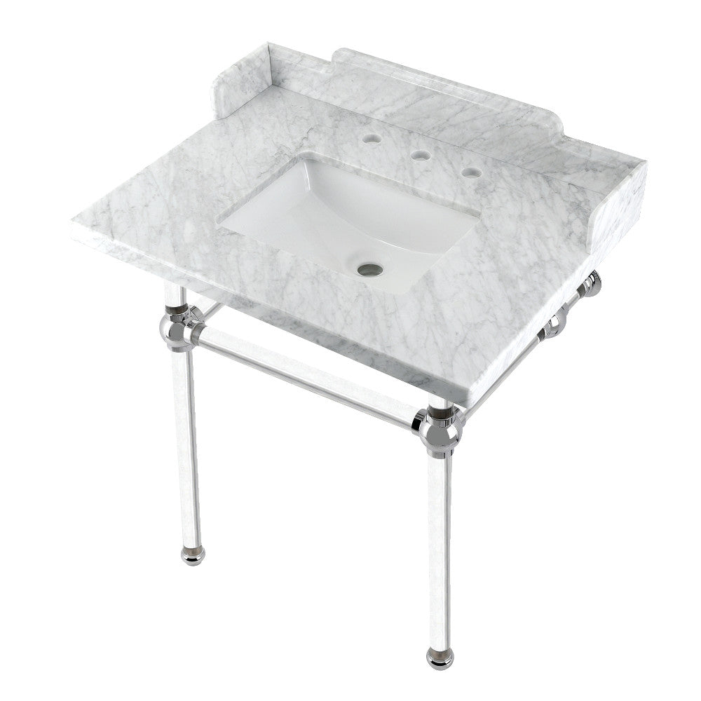 Pemberton 30 Inch Console Sink in Carrara Marble