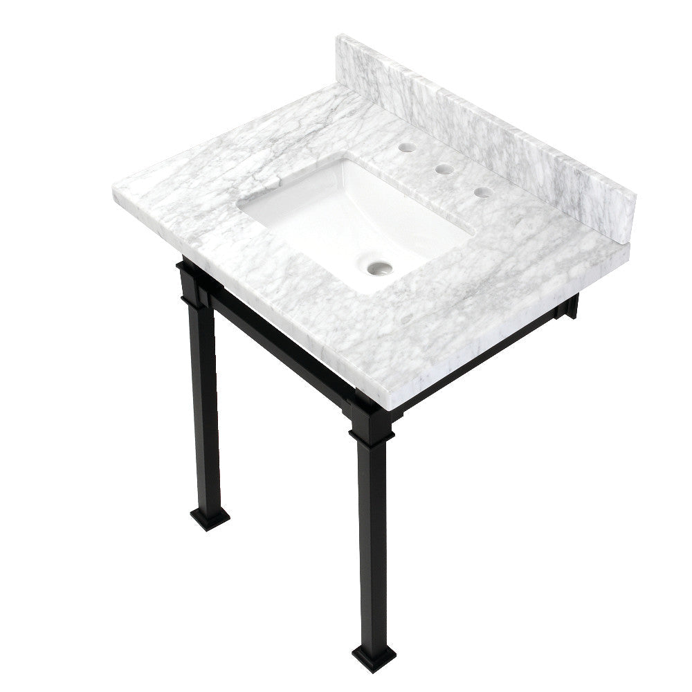 Monarch 30 Inch Console Sink in Carrara Marble