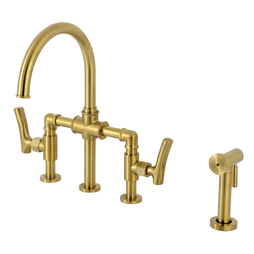 Hallerbos Bridge Kitchen Faucet in Brushed Brass