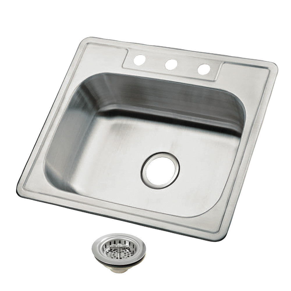 Carefree 25 Inch Drop-In Kitchen Sink in Polished Chrome