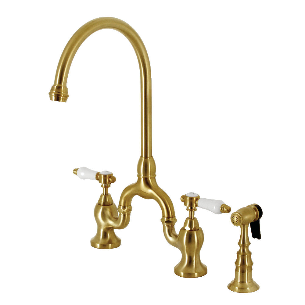 Bel-Air Bridge Kitchen Faucet in Brushed Brass