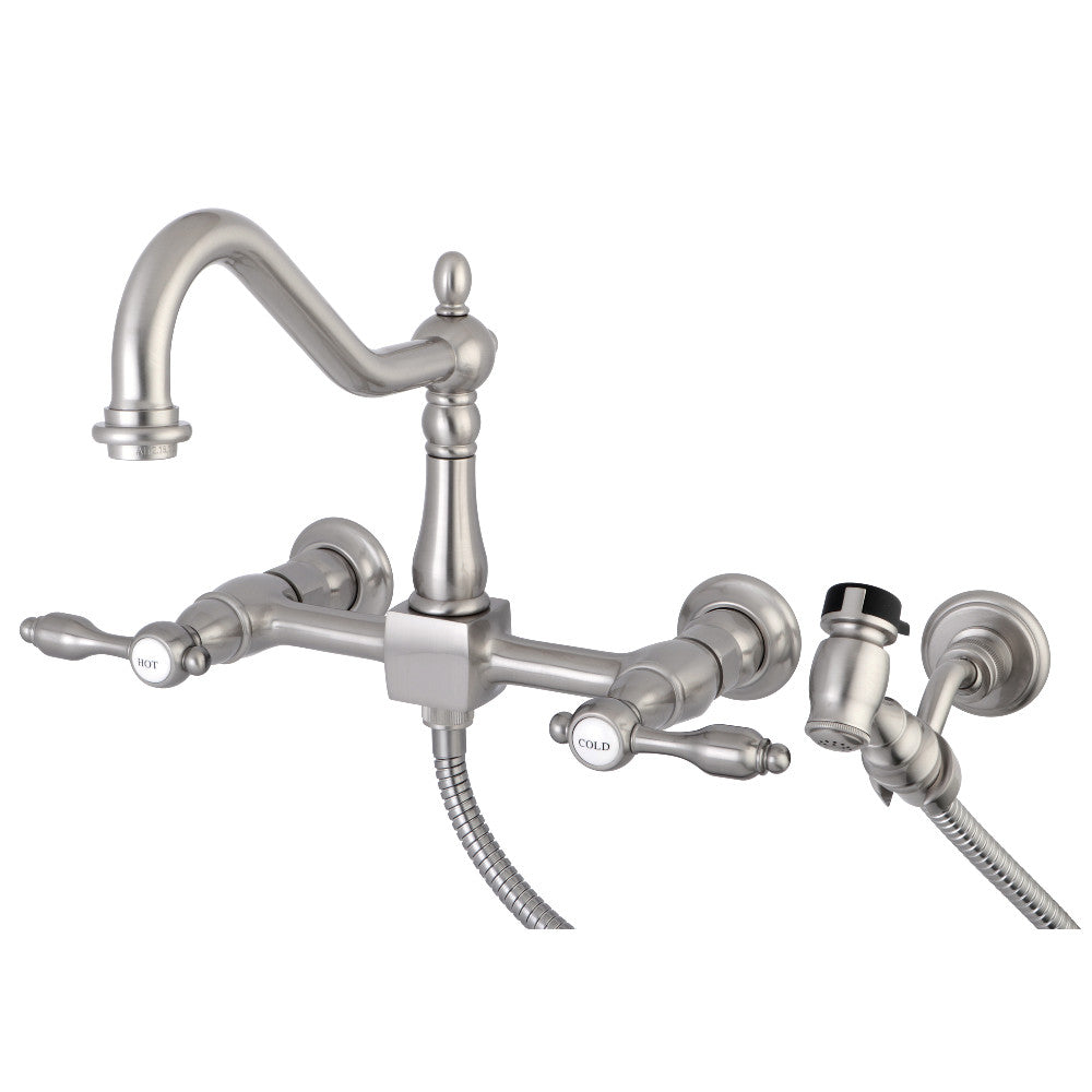 Tudor Wall Mount Kitchen Faucet in Brushed Nickel