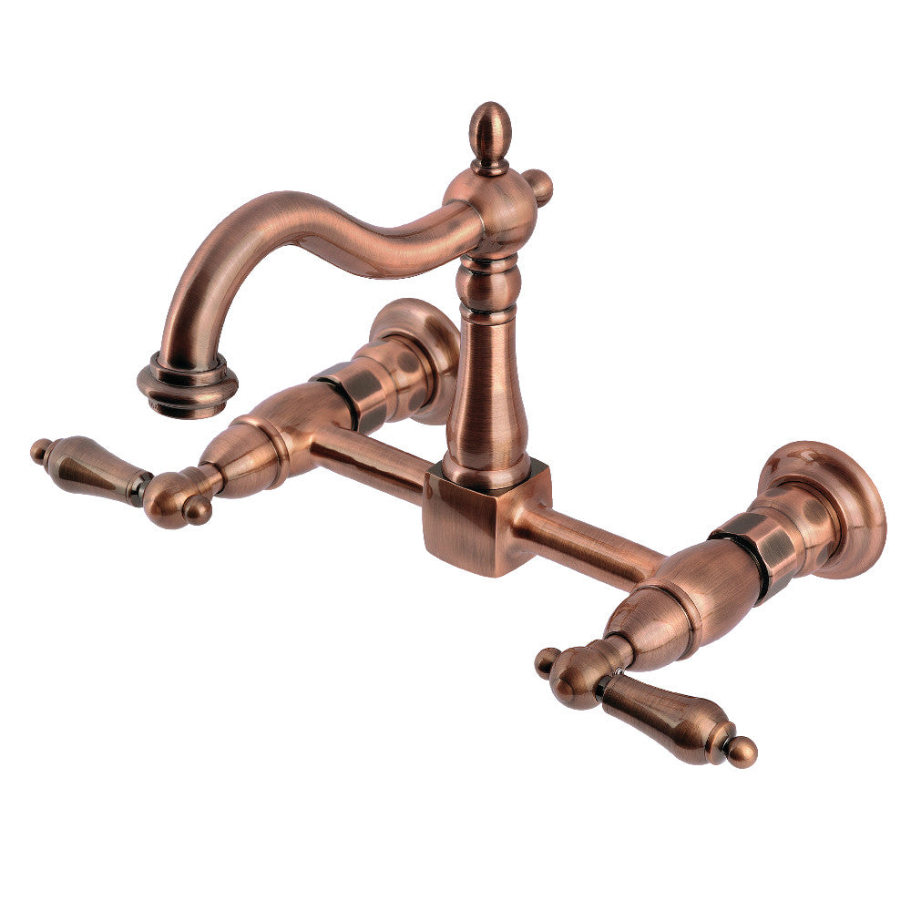 Heritage Wall Mount Kitchen Faucet in Antique Copper