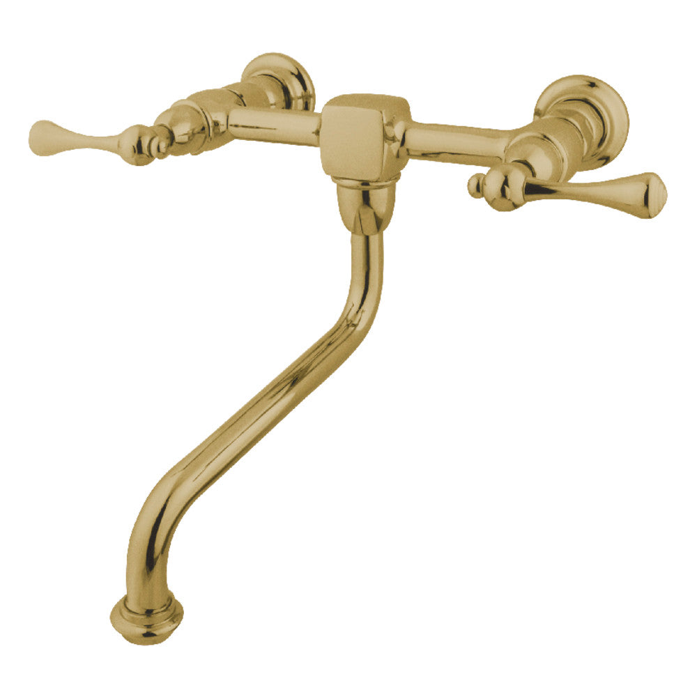 Heritage Wall-Mount Bathroom Faucet in Polished Brass