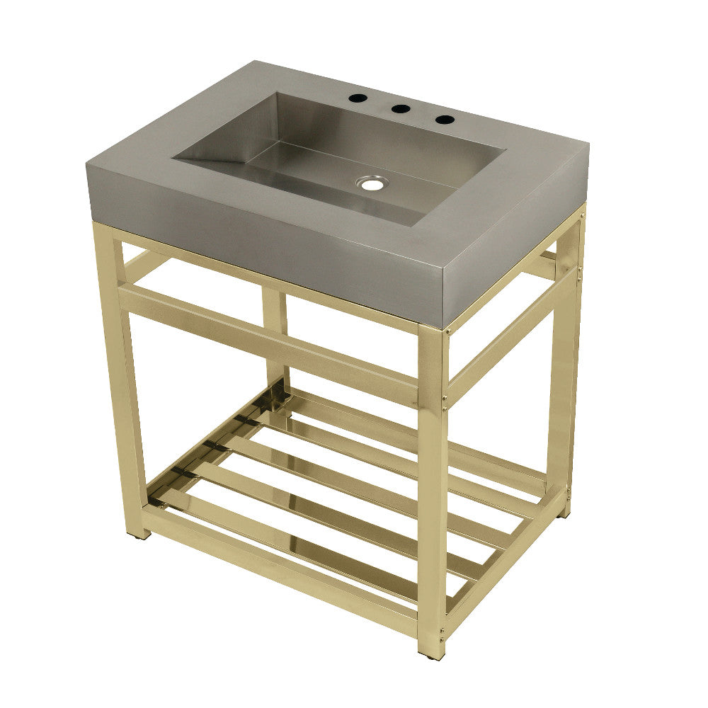 Kingston Commercial 31 Inch Console Sink in Brushed Brass