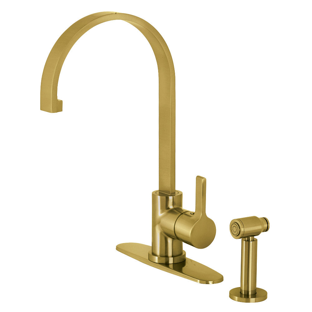 Continental One Handle Kitchen Faucet in Brushed Brass