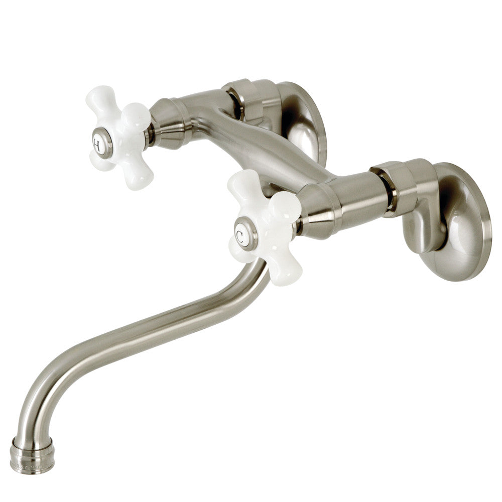 Kingston Wall-Mount Bathroom Faucet in Brushed Nickel