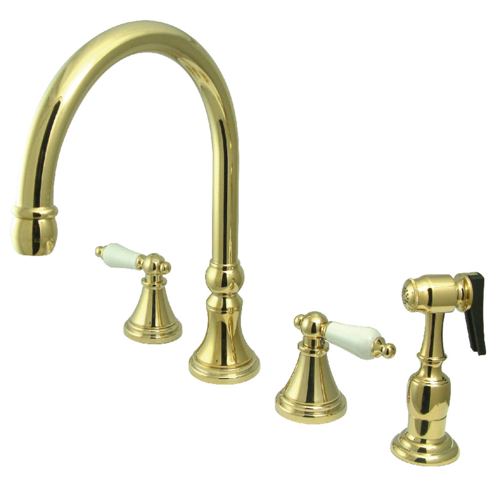 Governor Widespread Kitchen Faucet in Polished Brass