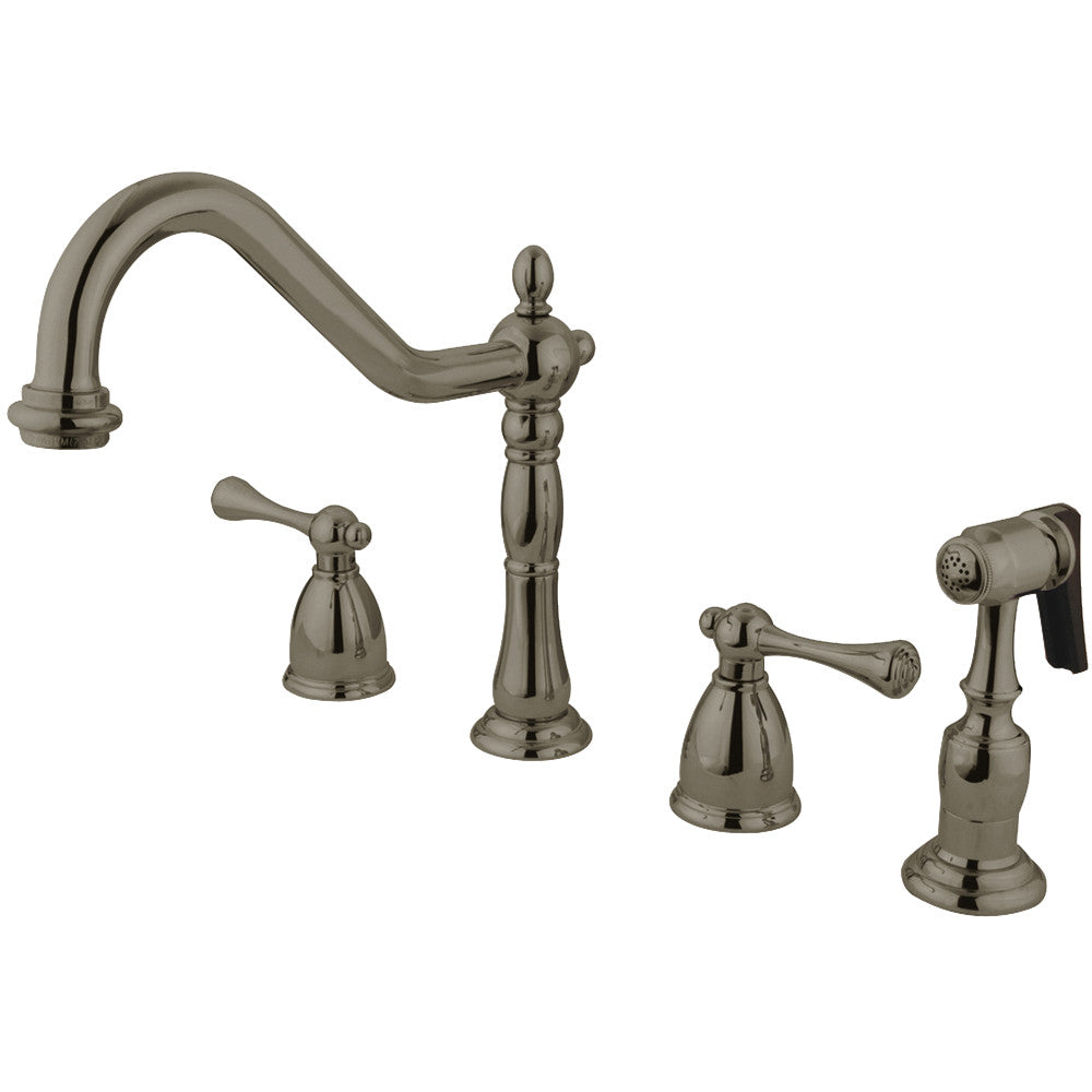 English Country Widespread Kitchen Faucet in Brushed Nickel