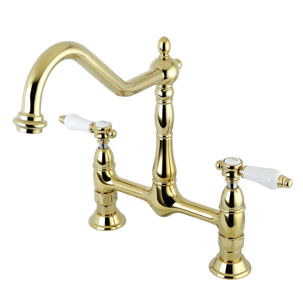 Bel-Air Bridge Kitchen Faucet in Polished Brass