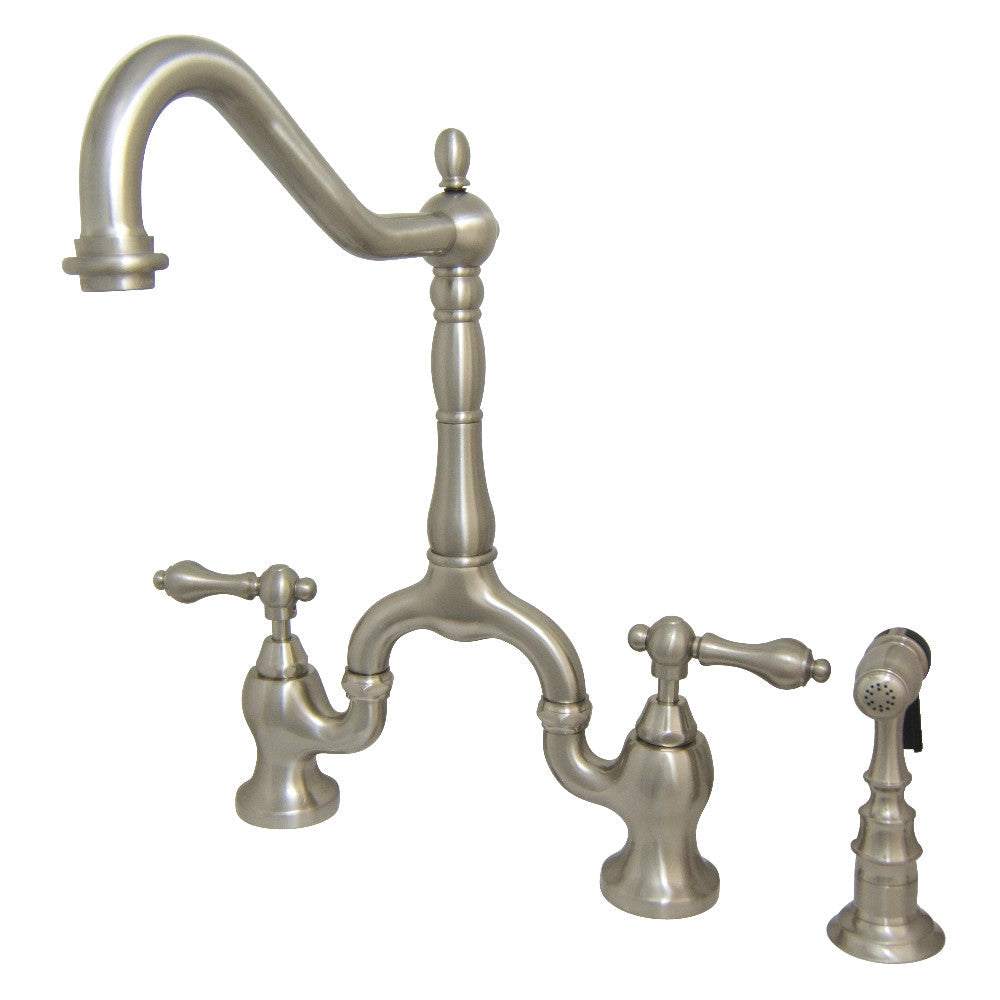 English Country Bridge Kitchen Faucet in Brushed Nickel