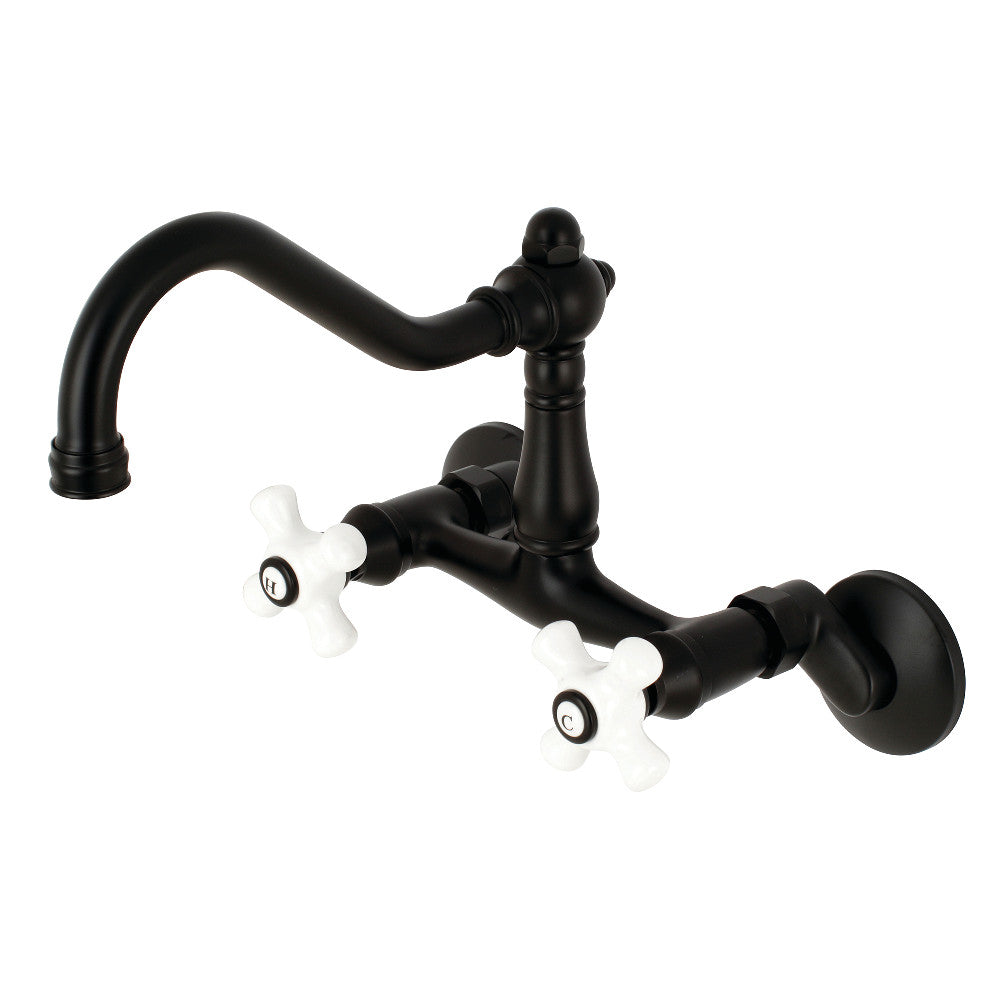 Vintage Wall Mount Kitchen Faucet in Matte Black