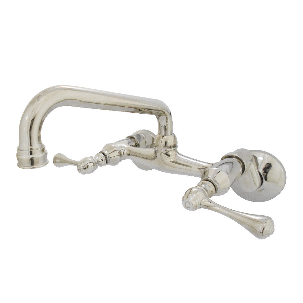 Kingston Wall Mount Kitchen Faucet in Polished Nickel