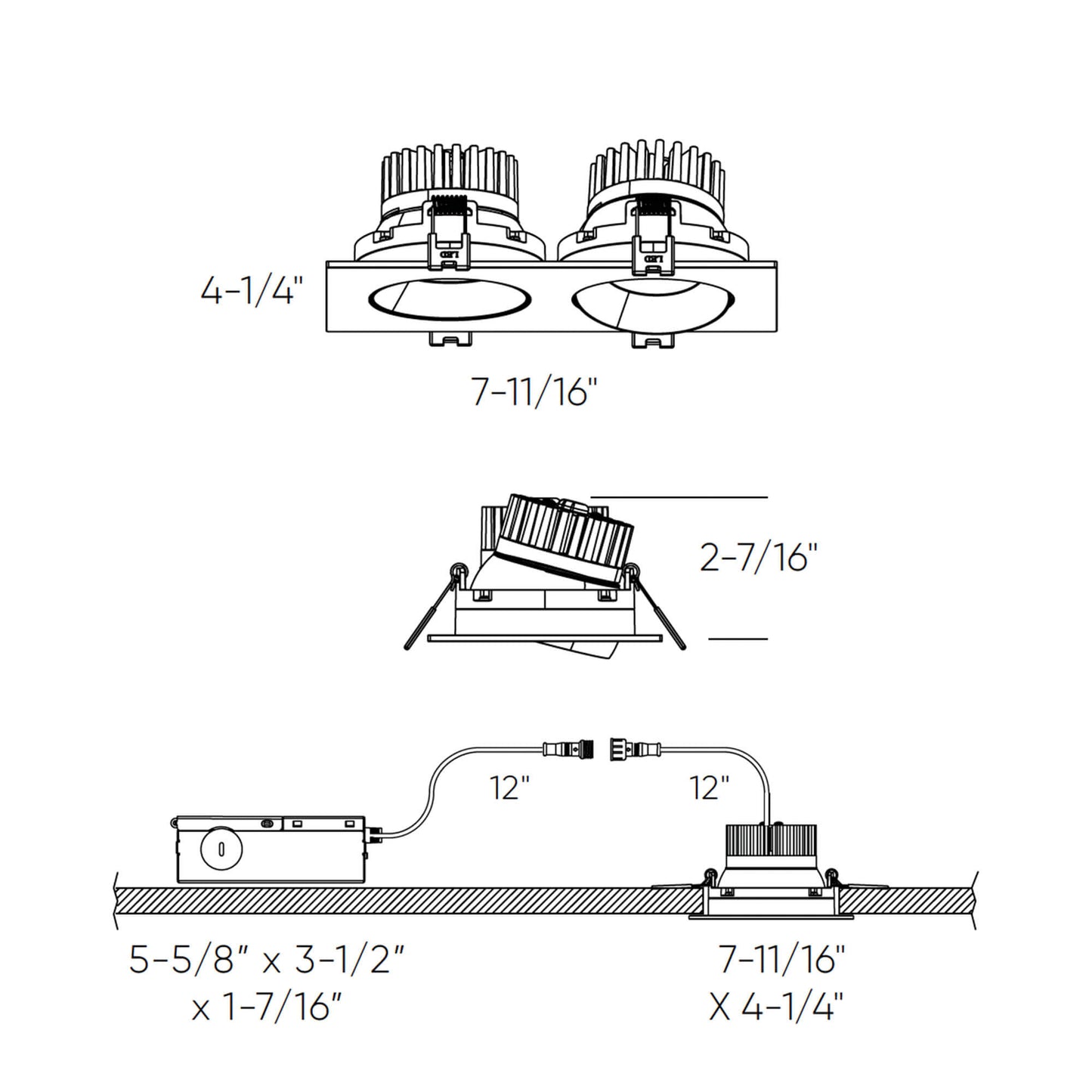 Double 3.5" Regressed Gimbal Downlight