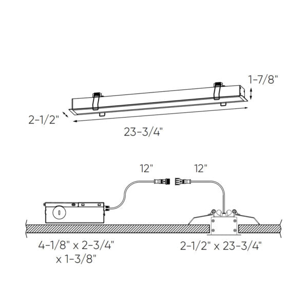 Recessed linear 24" - 120-277-347V, 0-10V dimming, 5CCT