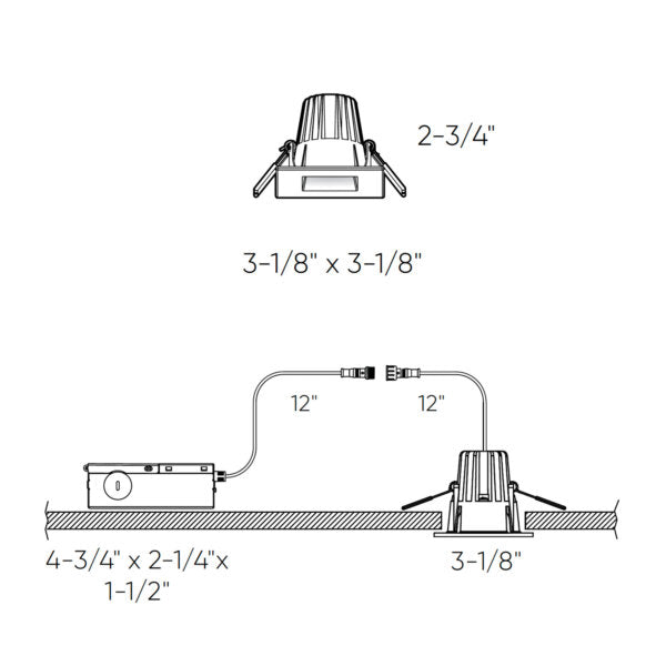 2 Inch Square Indoor/Outdoor Regressed Down Light
