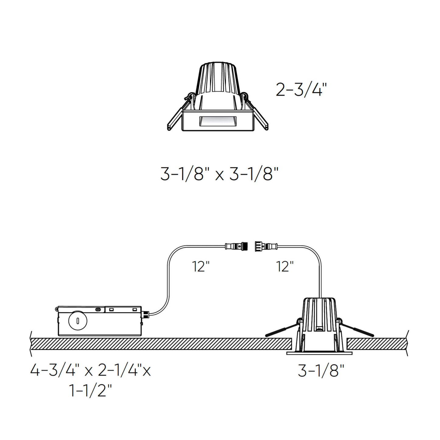2 Inch Square Indoor/Outdoor Regressed Down Light