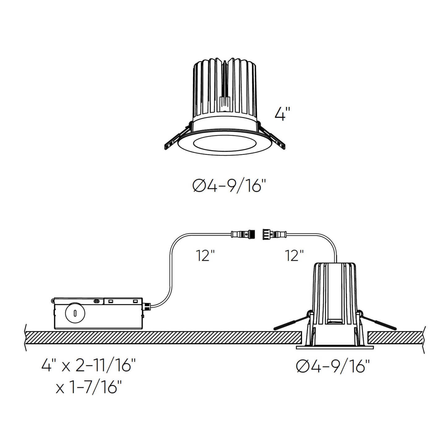 Round regressed recessed light - High Power - universal 120V-347V, 0-10V dimming