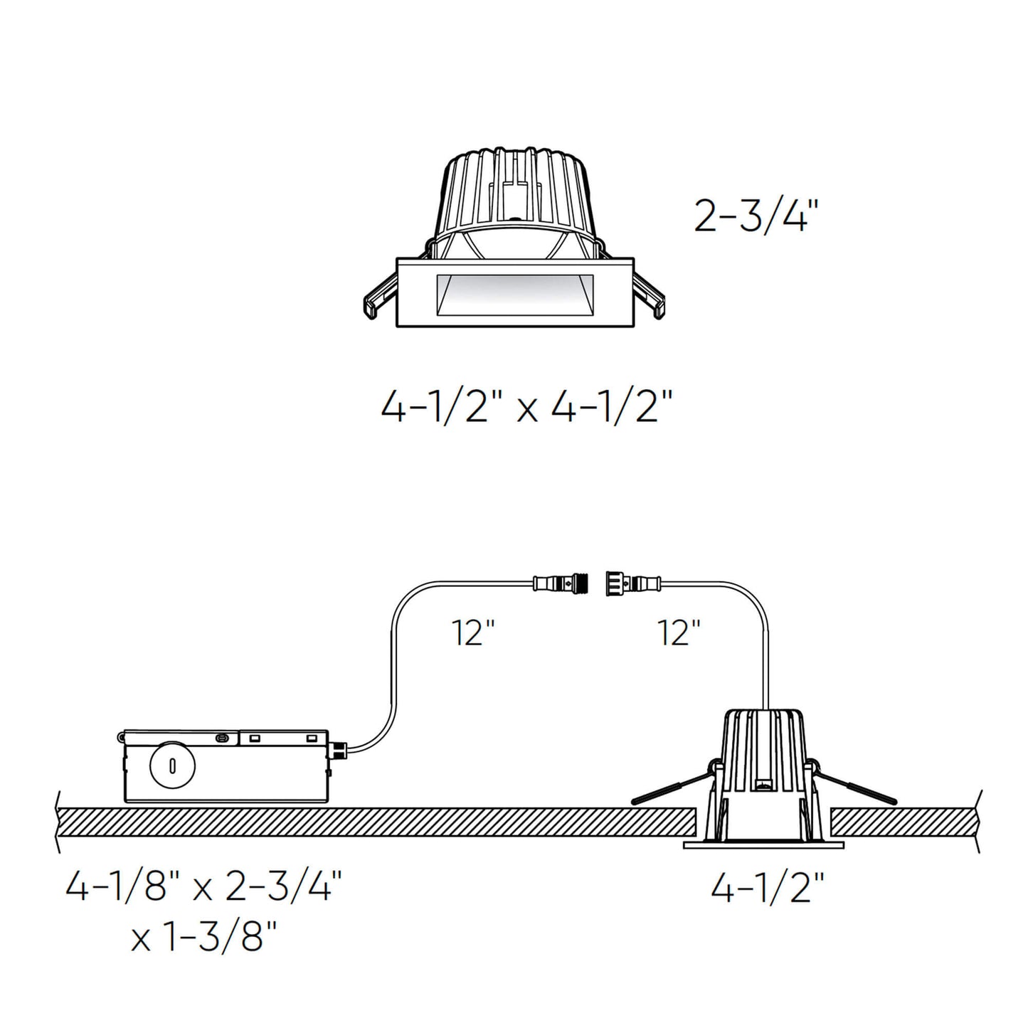Square regressed recessed light 120-277V