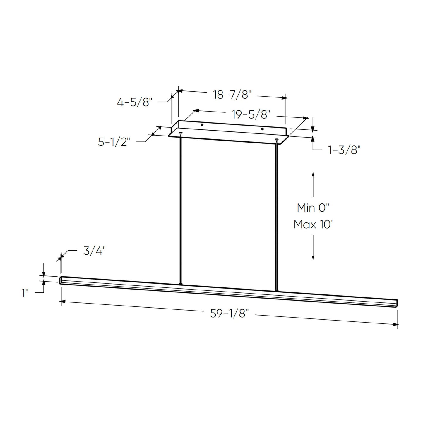 60'' slim linear pendant, 5CCT