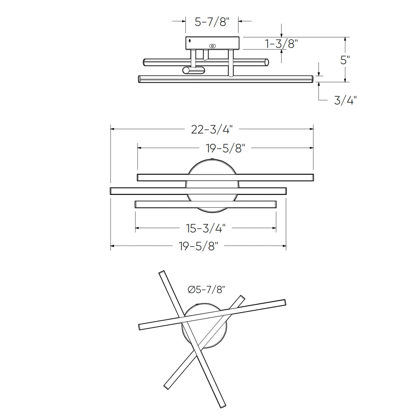 Three branch Flush mount