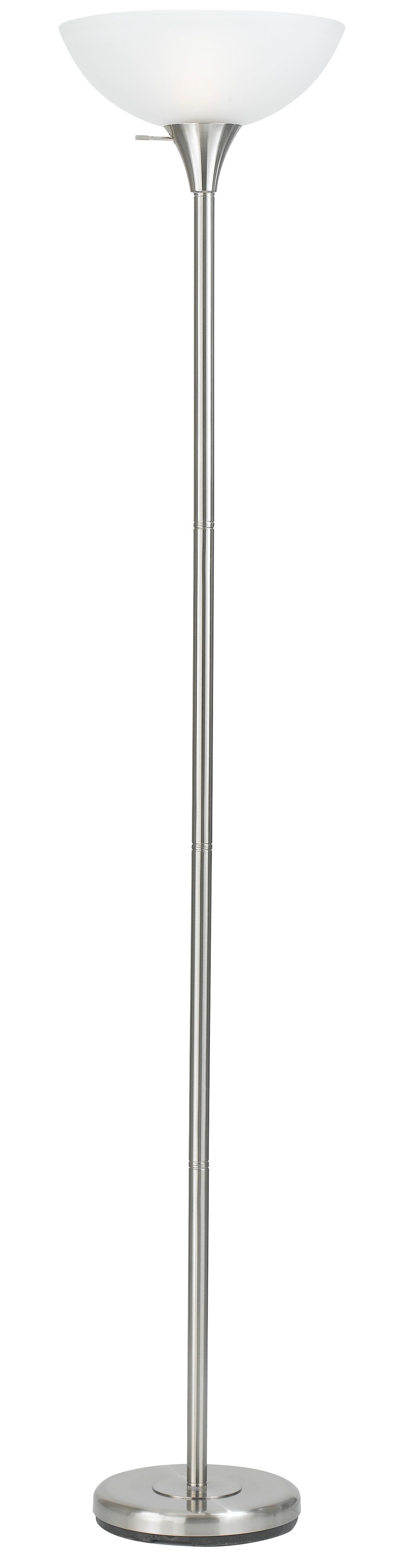 150W 3 Way Metal Torchiere Lamp W/Glass Shade