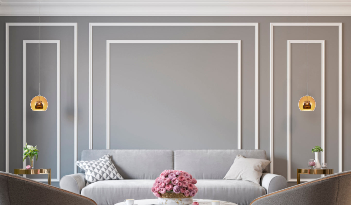 11.5" Height Metal and Glass Mini Pendnant in Red