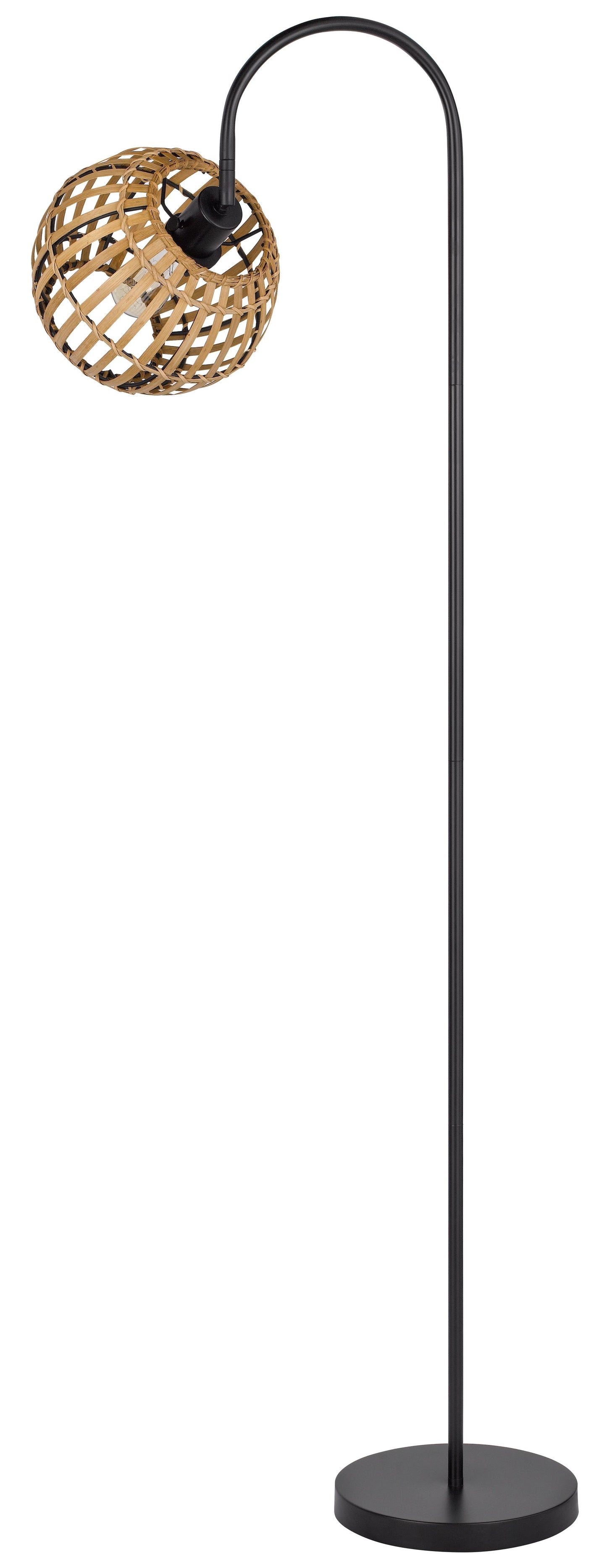 60W Worcrest Downbridge Metal Floor Lamp With Bamboo Shade