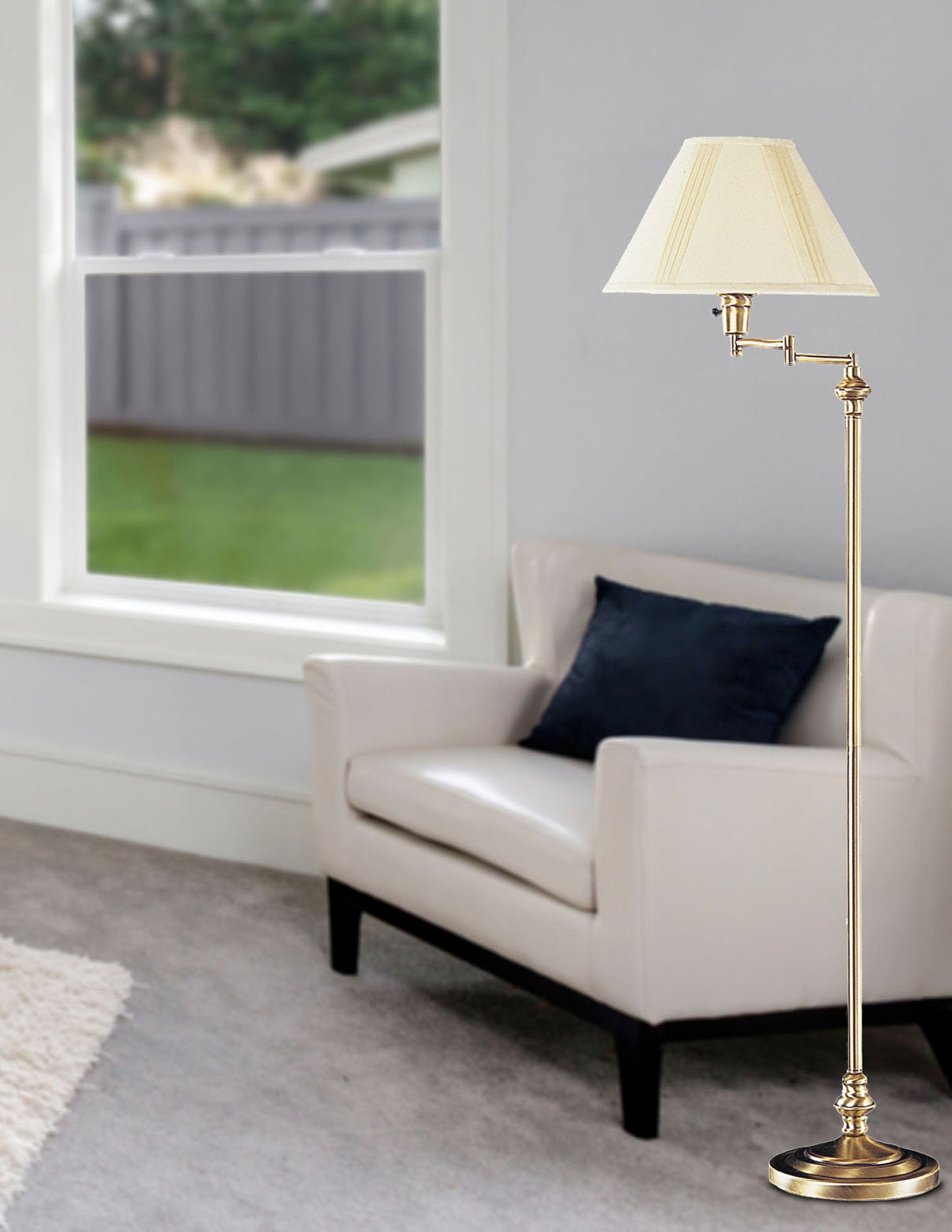 150W 3 Way Swing Arm Floor Lamp/W 10 Lbs. Weighted Base