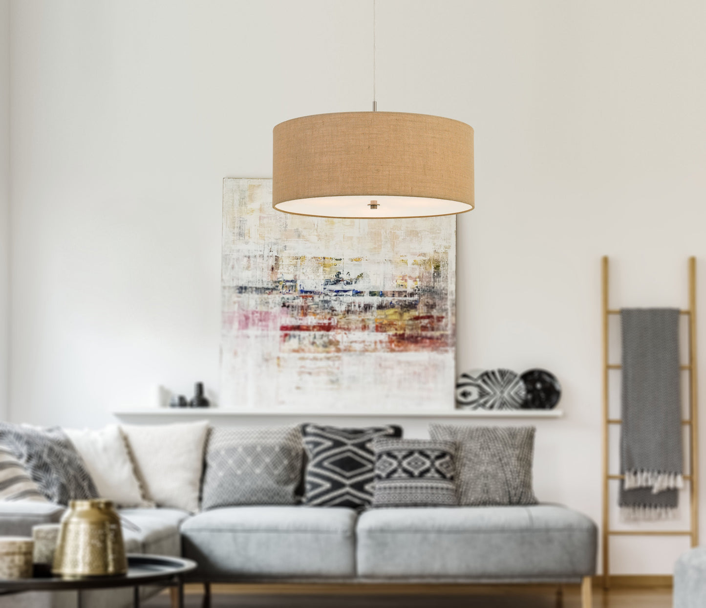 60W X 3 Addison Drum Pendant Fixture. Dia:24"