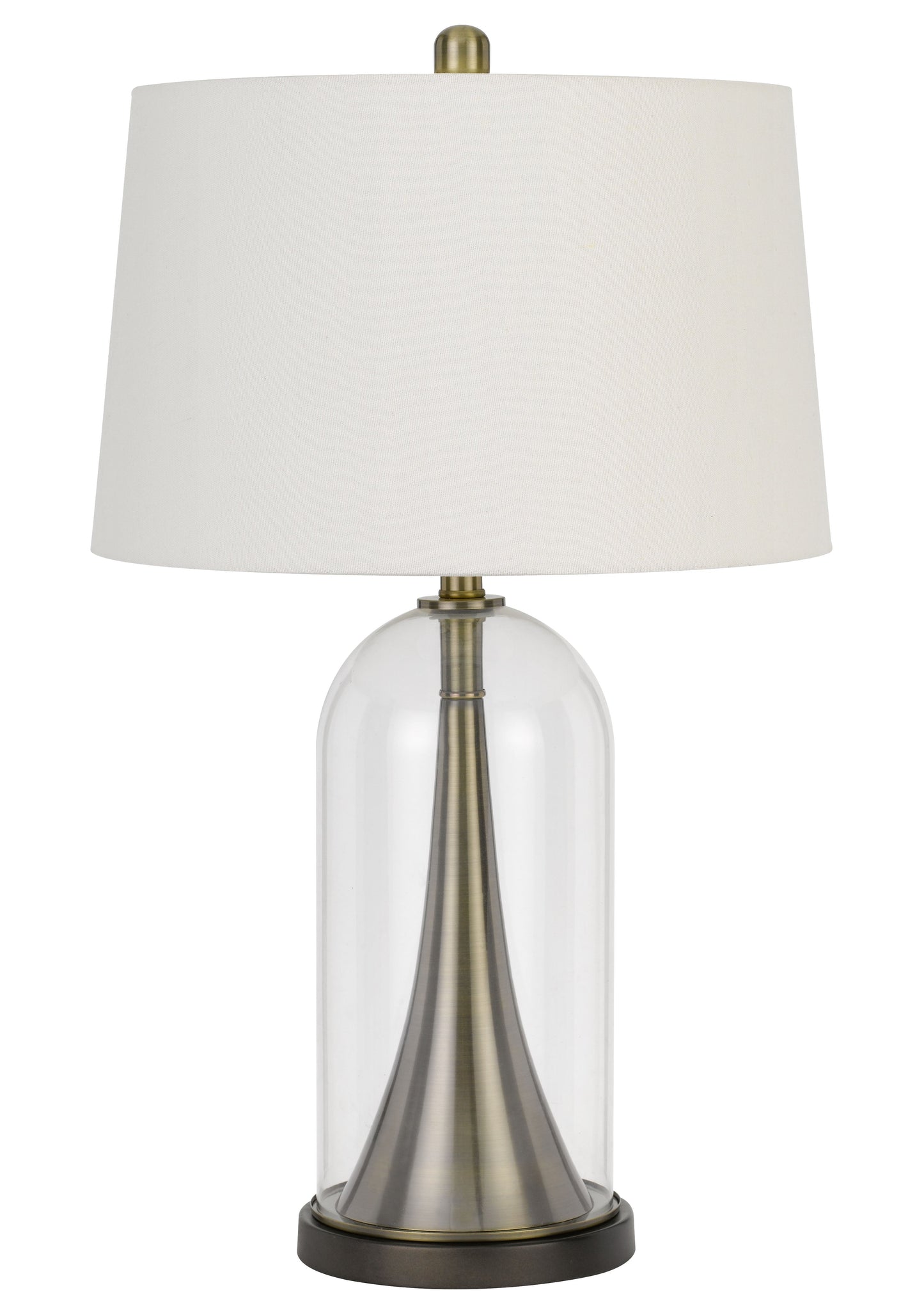 150W 3 Way Camargo Glass/Metal Table Lamp With Hardback Taper Drum Fabric Shade
