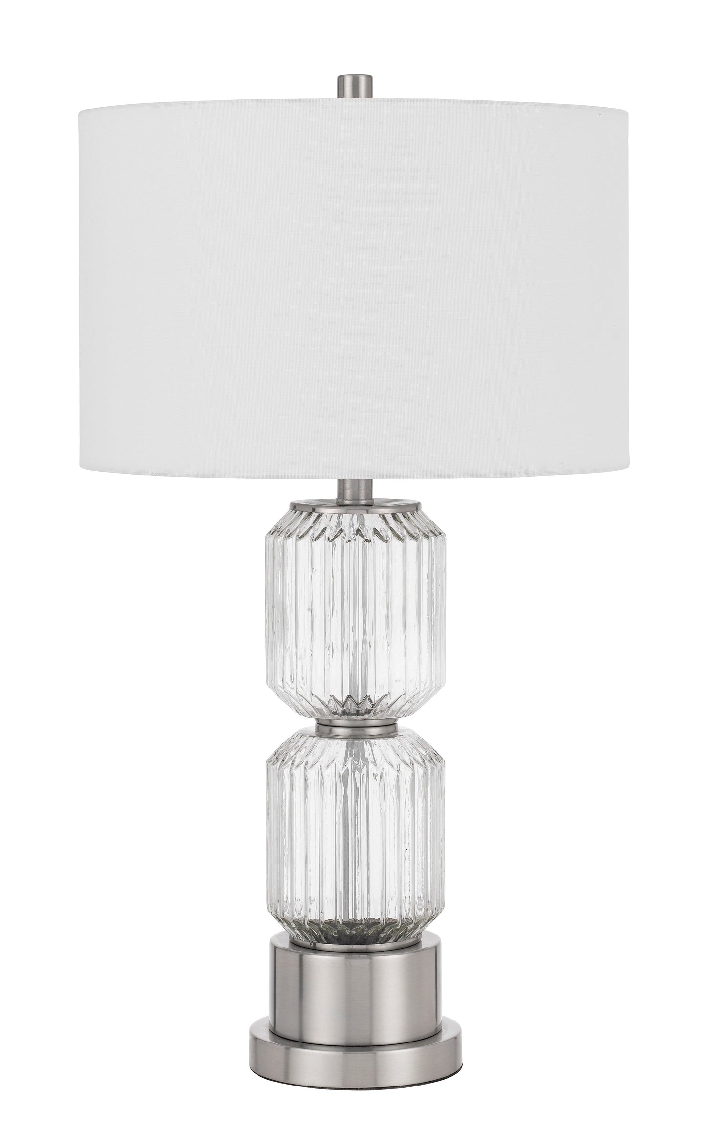 Bresso Fluted Glass Table Lamp With Hardback Drum Shade