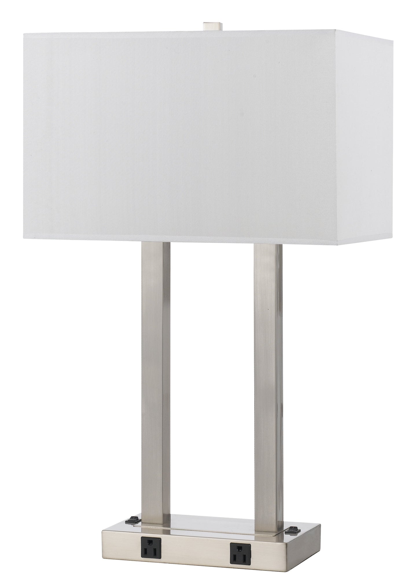 60W 2 Light Metal Desk Lamp W/ Two Outlets