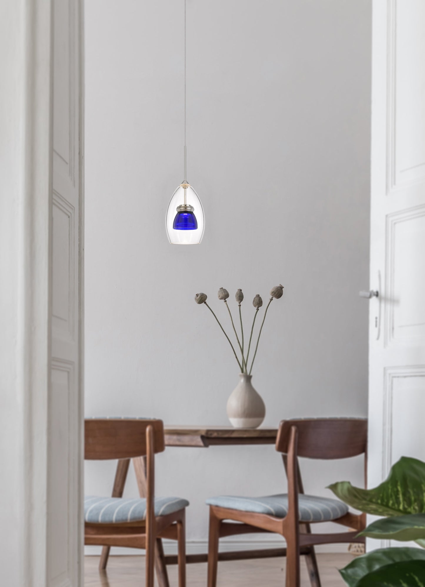 13" Height Metal and Glass Mini Pendant in Clear Y