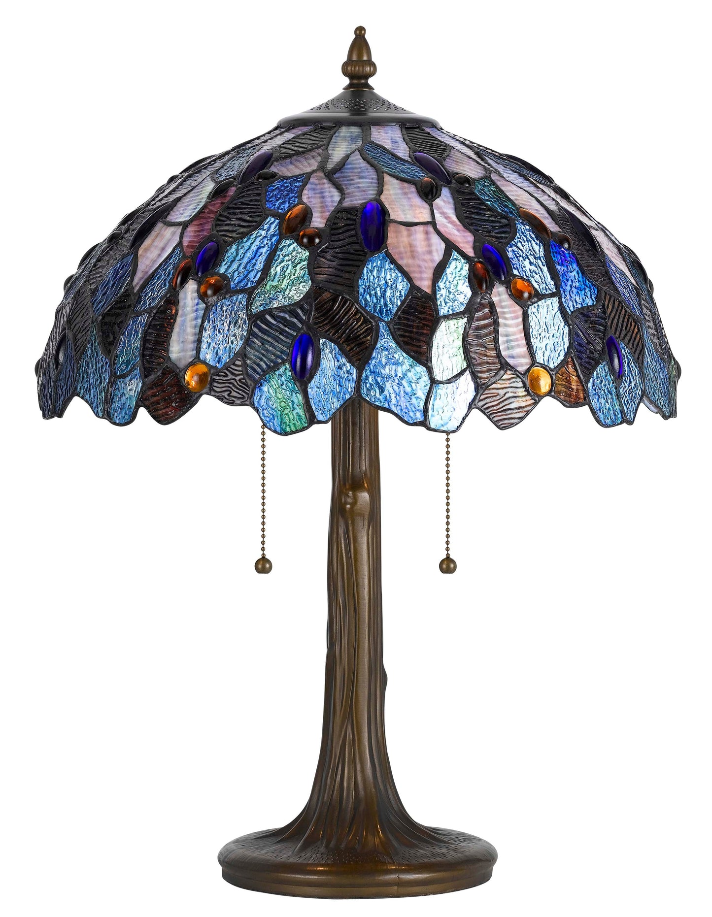 60W X 2 Tiffany Table Lamp With Zinc Cast Base