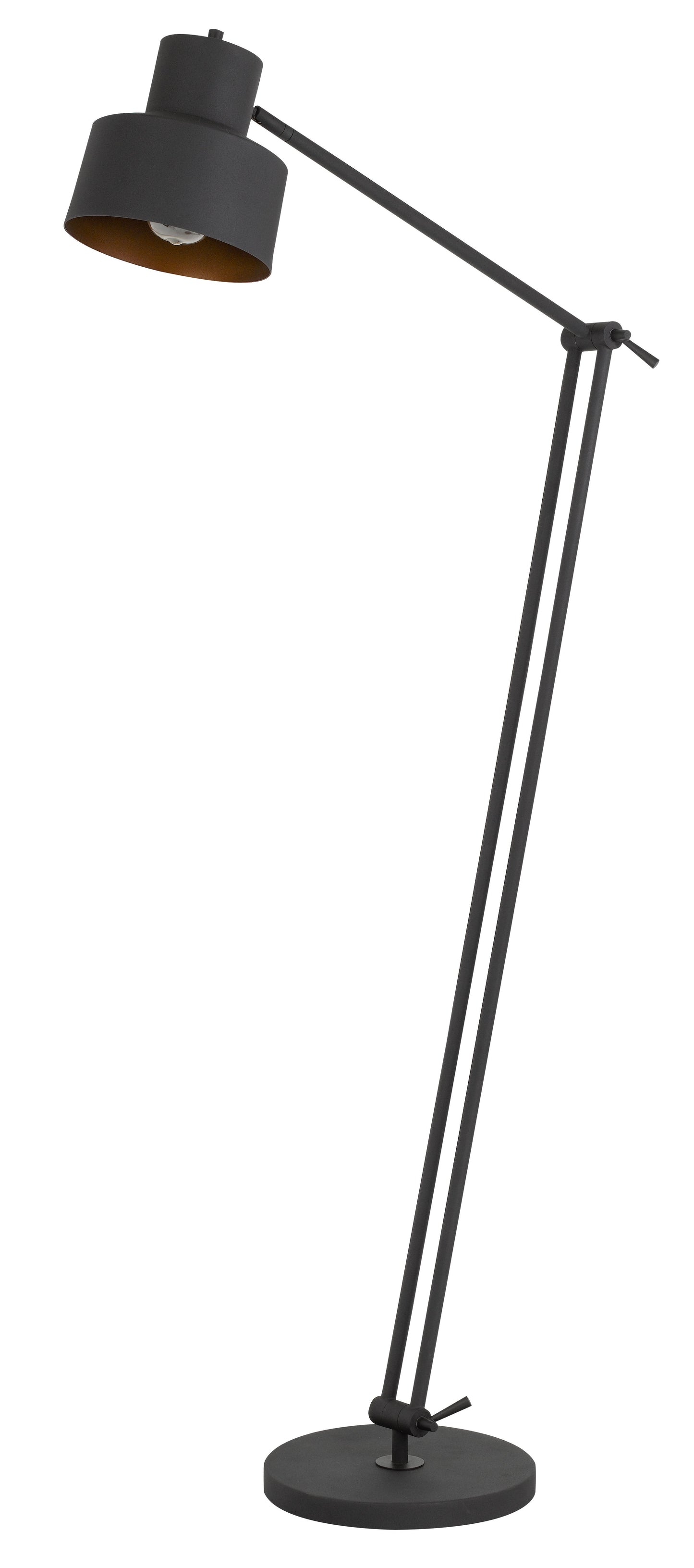 60W Davidson Metal Floor Lamp With Weighted Base, Adjustable Upper And Lower Arms. On Off Socket Switch