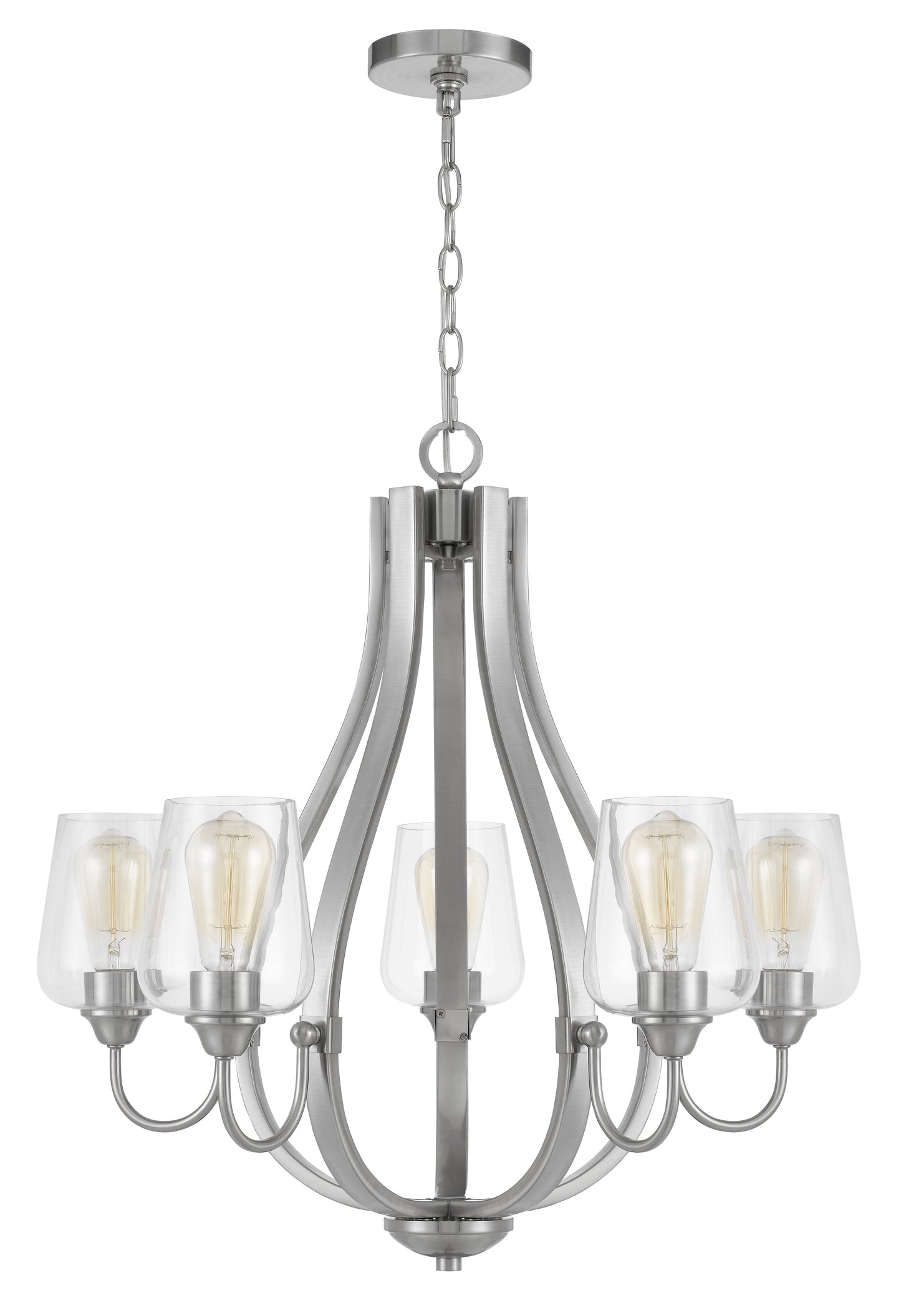 Newport Metal Chandelier With Glass Shades