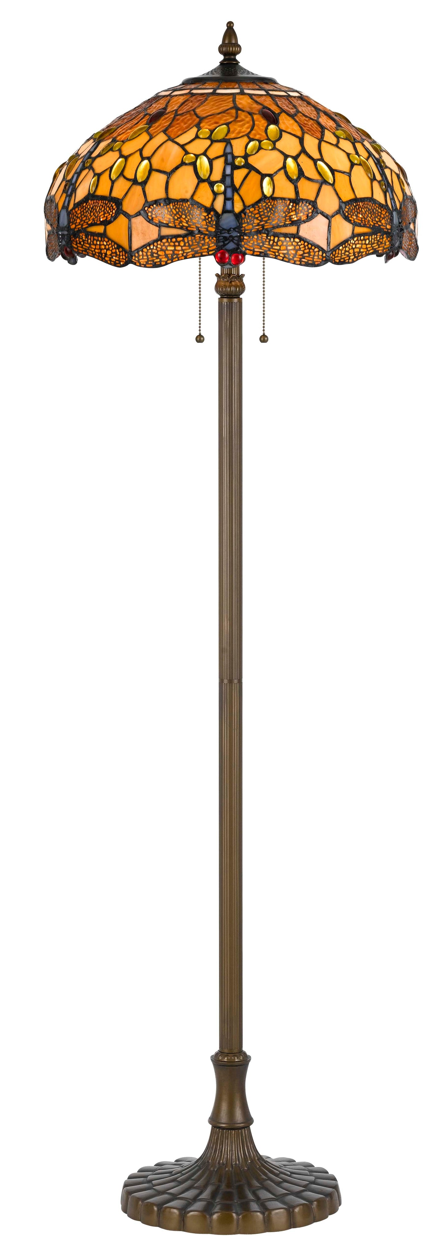 60W X 2 Tiffany Floor Lamp With Zinc Cast Base