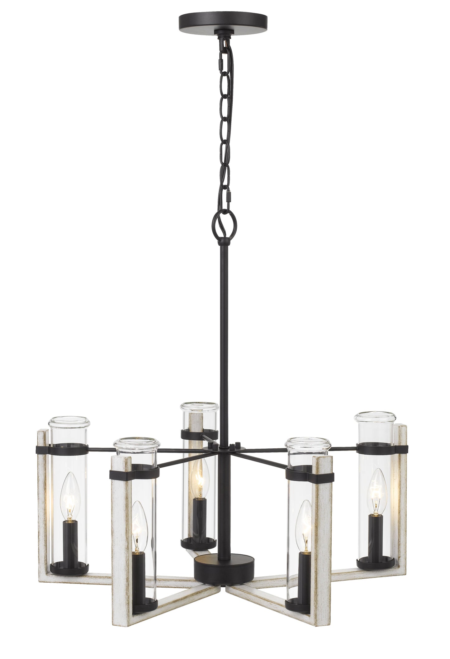60Wx 5 Olivette Metal Chandelier With Glass Shade