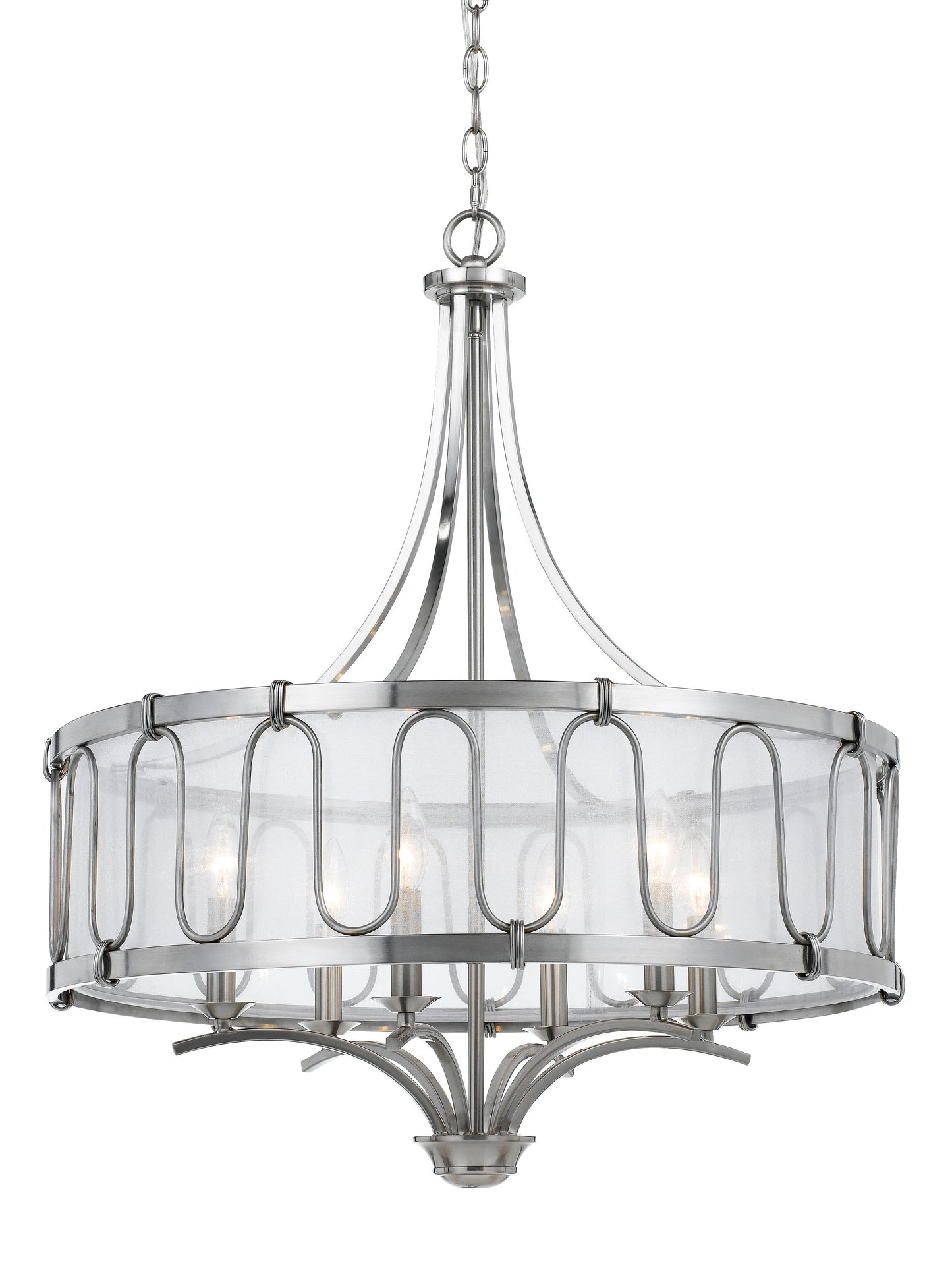 60W X 6 Vincenza Metal Chandelier With Trasparent Fabric Shade