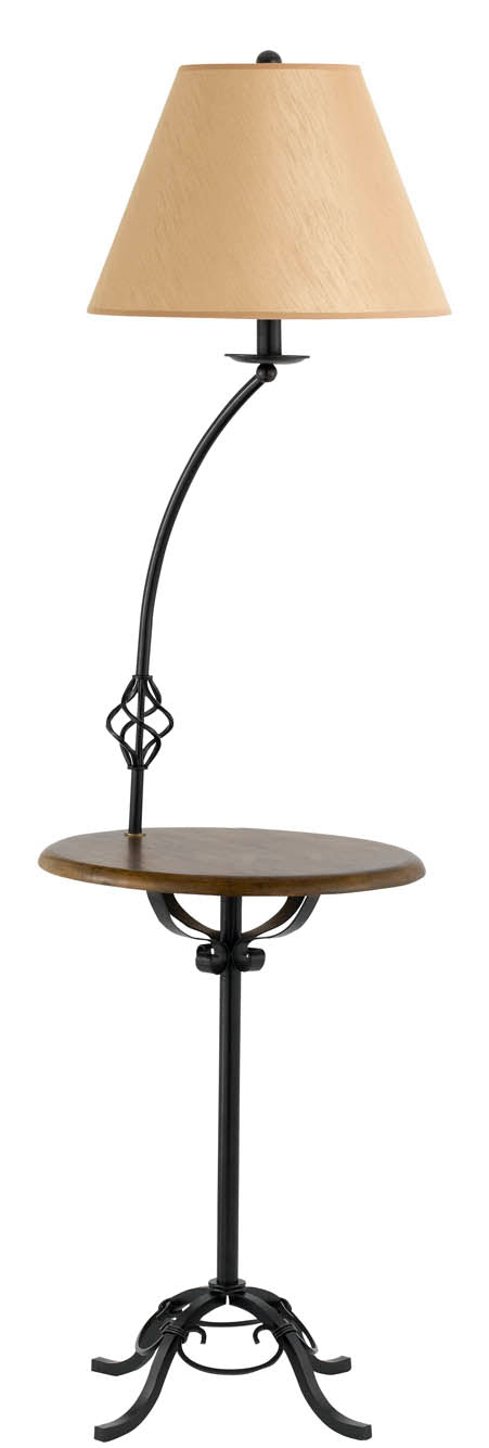 150W 3 Way Wrought Iron Floor Lamp With Wood Tray Table